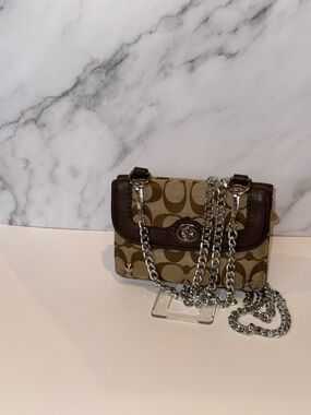 Coach Signature Wallet Crossbody / Mini Bag – Custom Chain & Snake Patch 🐍✨